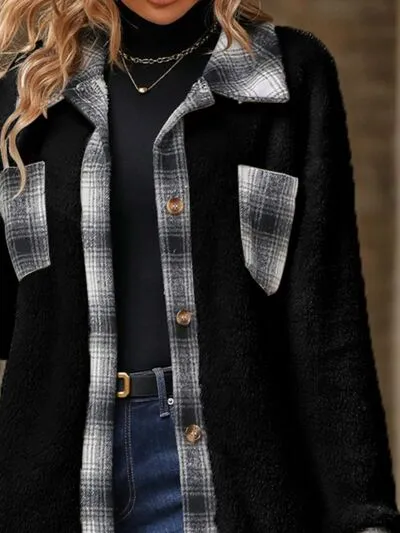 Josie Plaid Contrast Dropped Shoulder Coat