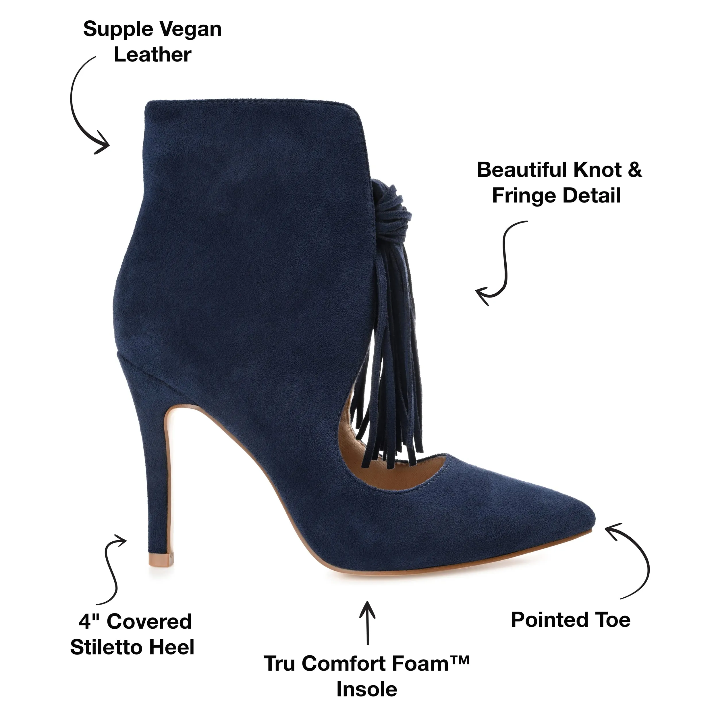 Journee Womens Cameron Pointed Toe Stiletto Ankle Booties Navy