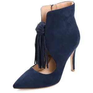 Journee Womens Cameron Pointed Toe Stiletto Ankle Booties Navy