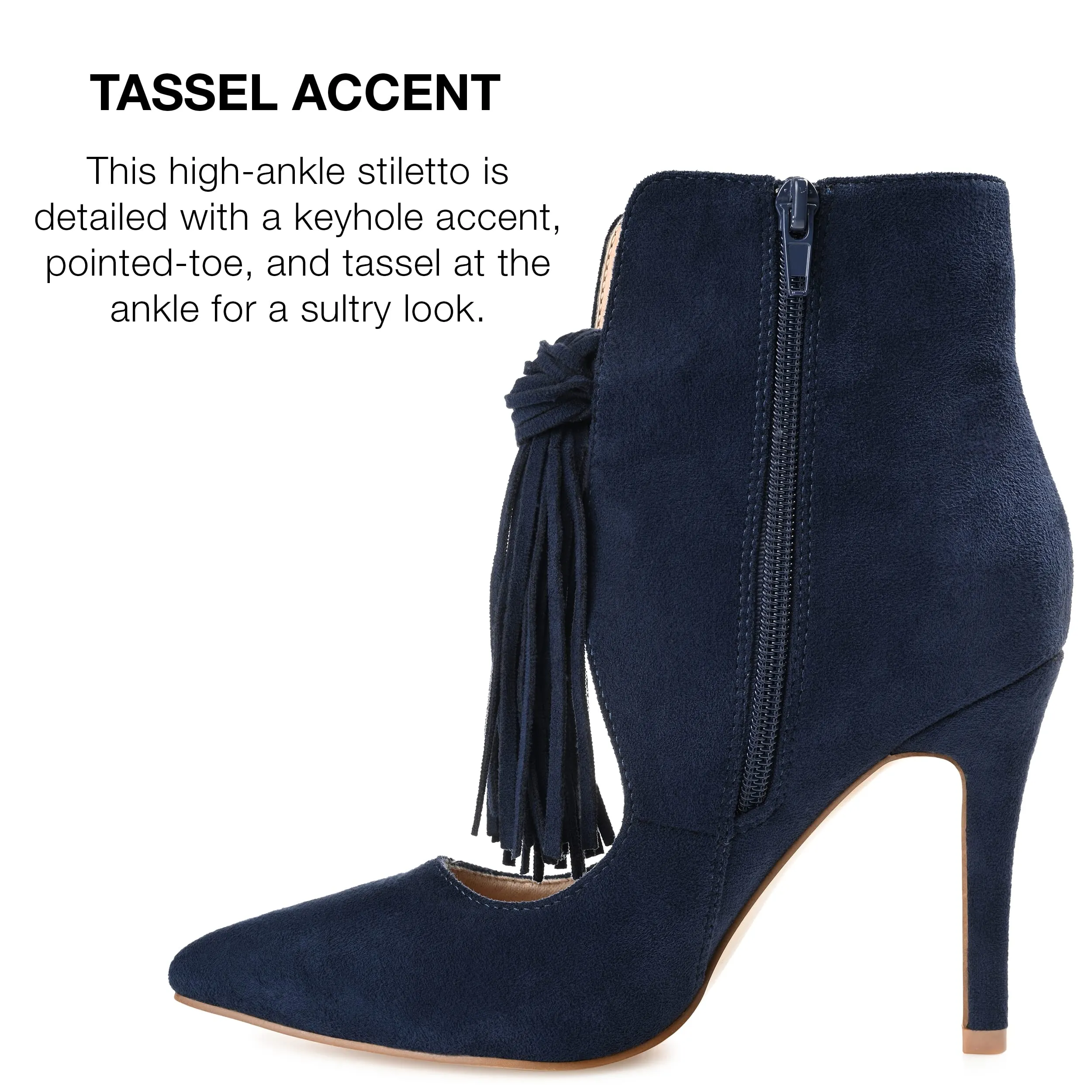 Journee Womens Cameron Pointed Toe Stiletto Ankle Booties Navy