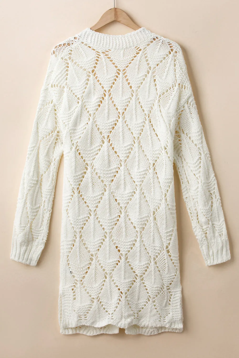 KaleaBoutique Rhombus Hollowed Knit Open Front Cardigan