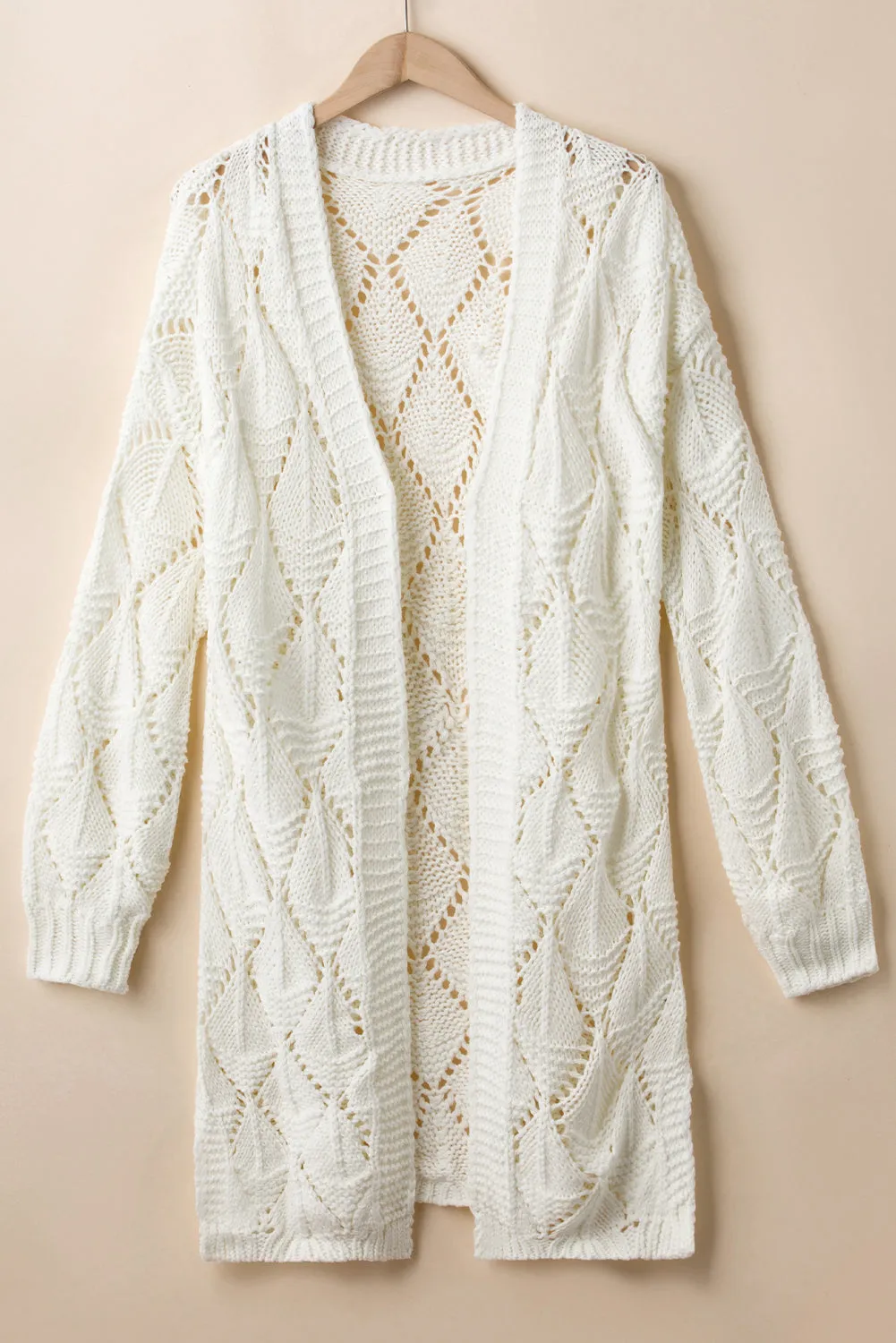 KaleaBoutique Rhombus Hollowed Knit Open Front Cardigan