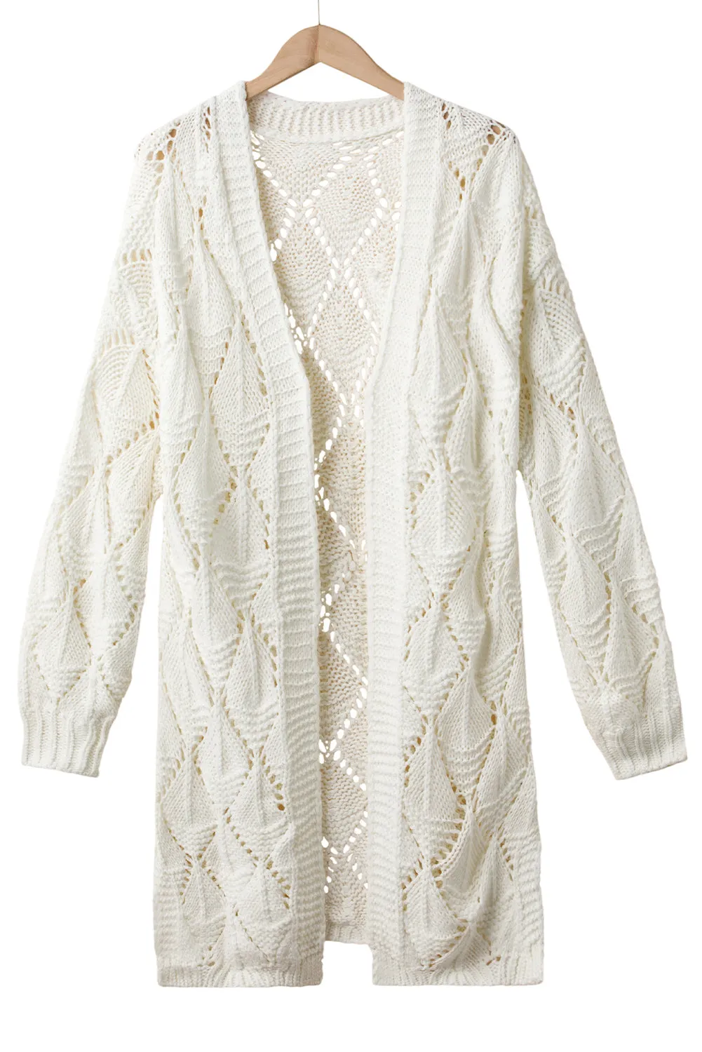 KaleaBoutique Rhombus Hollowed Knit Open Front Cardigan