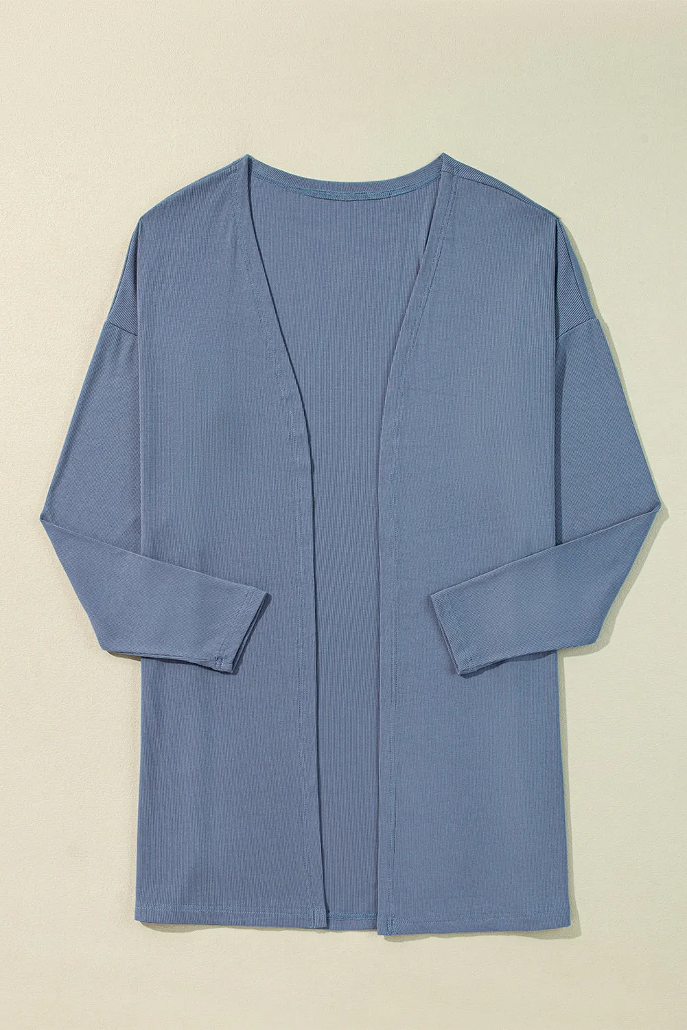 KaleaBoutique Solid Color Rib Knit Open Front Tunic Cardigan