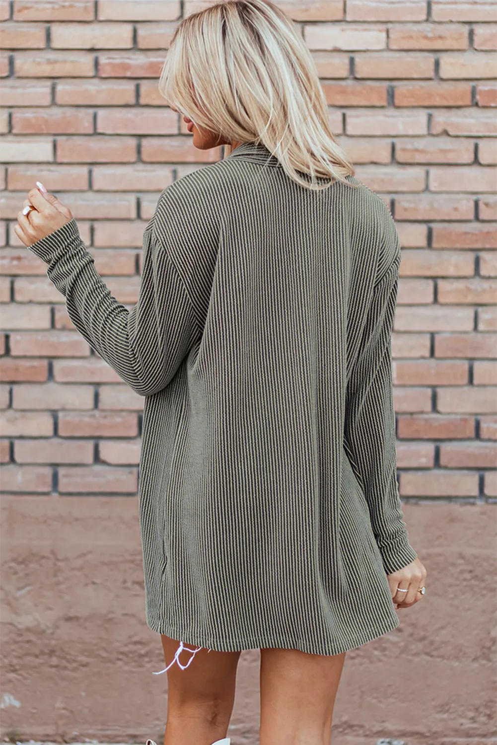 KaleaBoutique Stylish Beautiful Corded Open Front Knit Cardigan