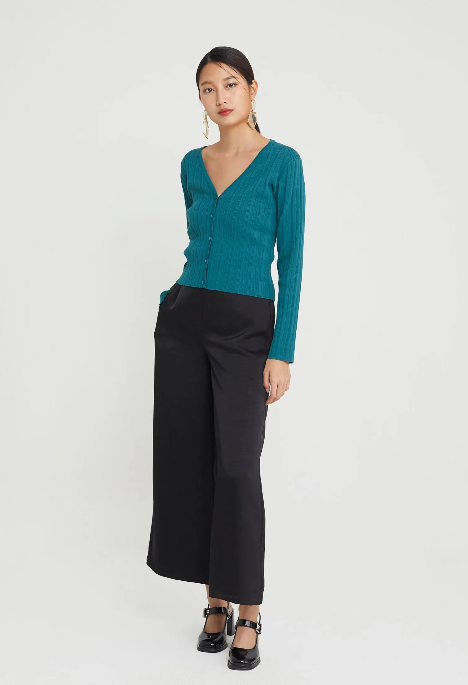Kateye Rib-Knit Cardigan