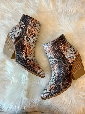 Kathy Snakeskin Booties