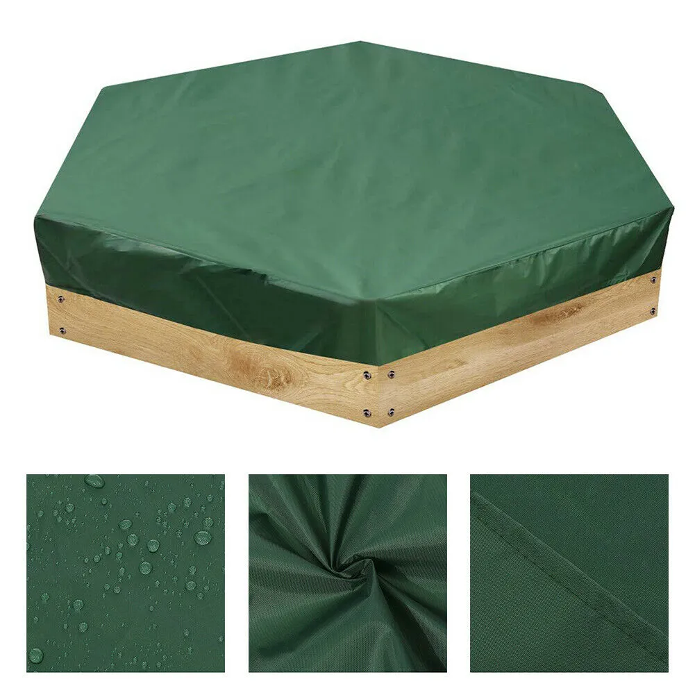 Kids Extra Large Hexaganol Eco FSC Nordic Spruce Wooden Sandpit with Base Liner and Optional Waterproof Cover | 1.37 x 1.19m