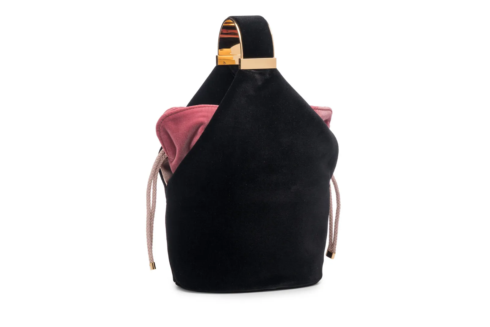 Kit Bracelet Bag in Black Velvet with Pink Velvet Pouch