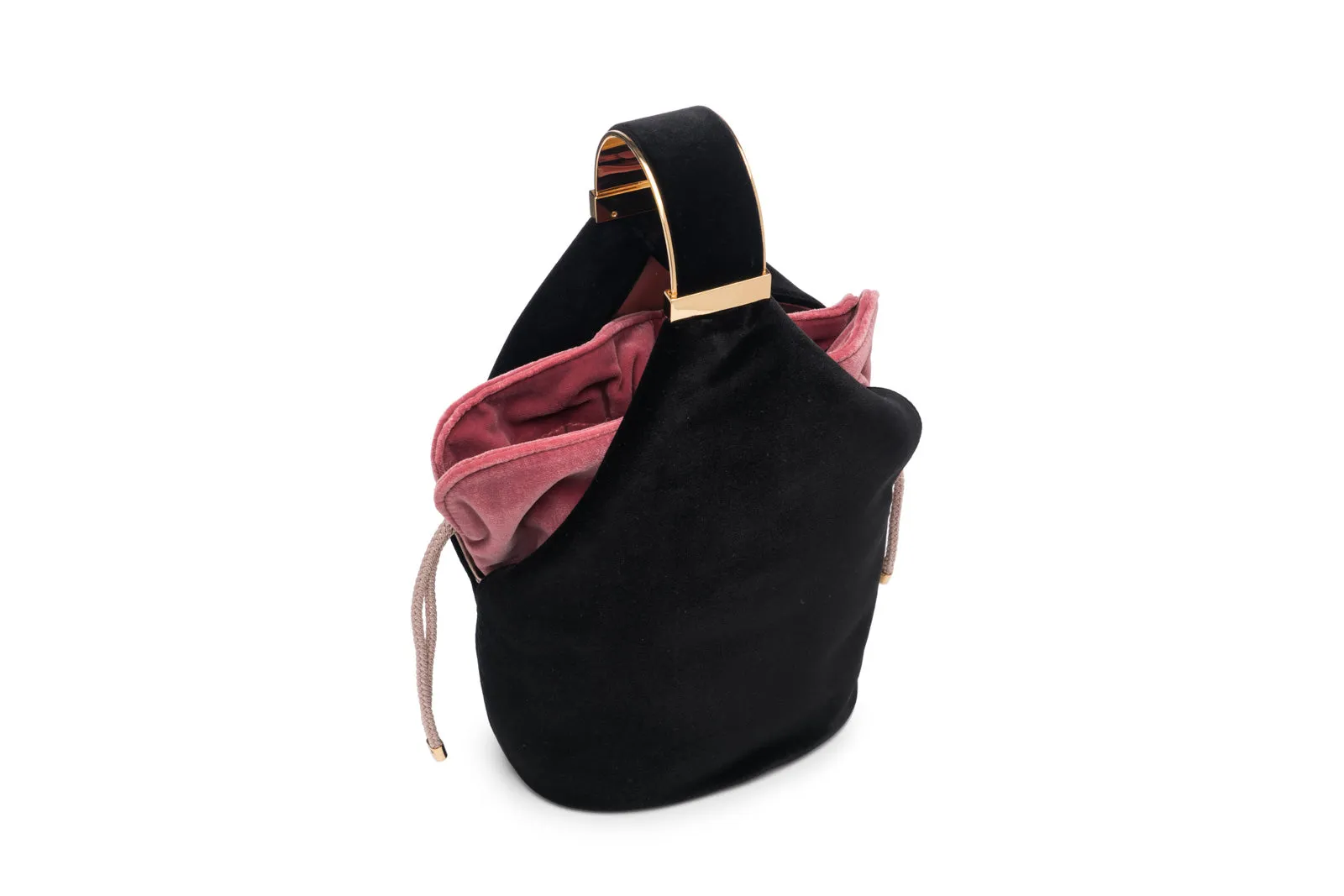 Kit Bracelet Bag in Black Velvet with Pink Velvet Pouch
