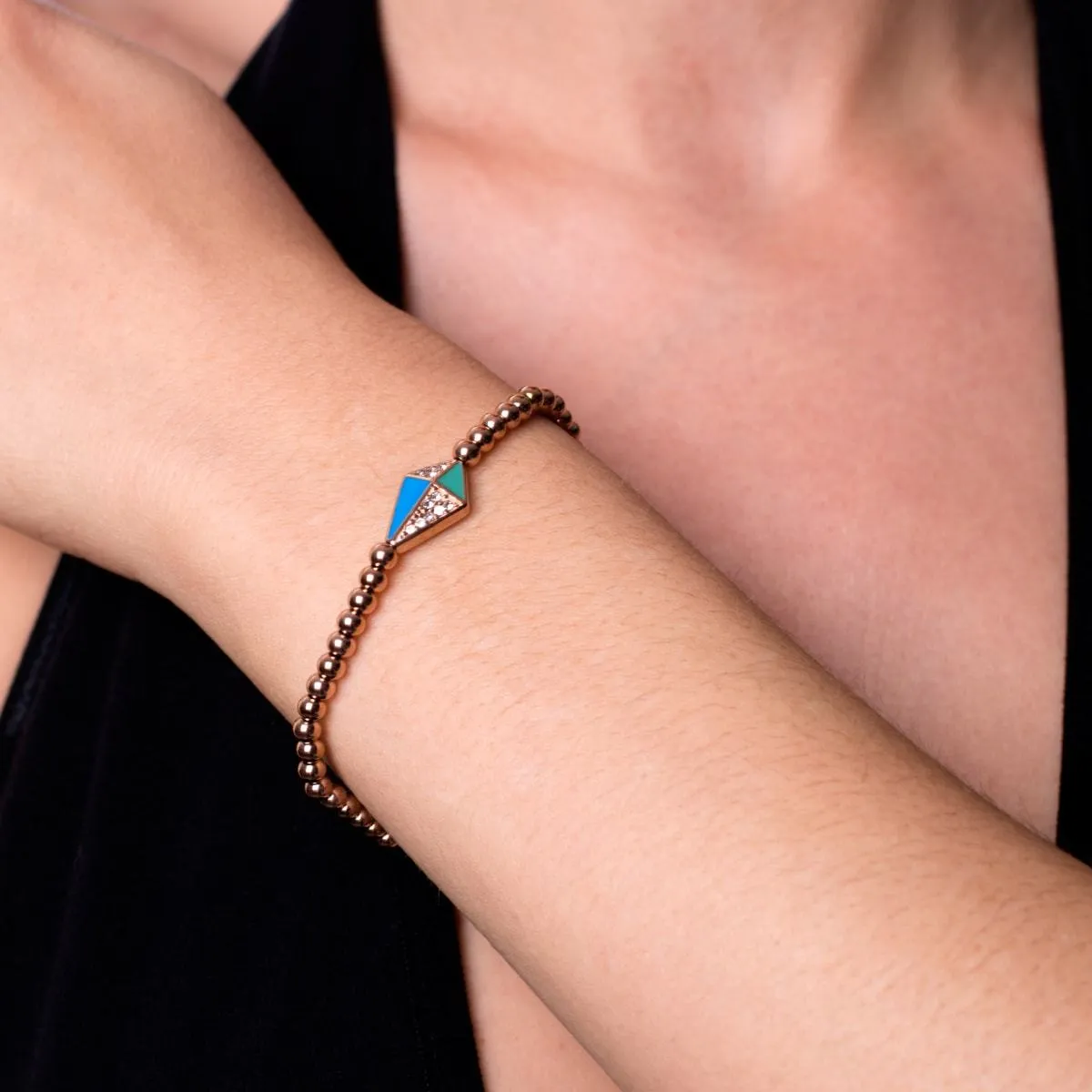 Kite | 18k Rose Gold | Enamel | Crystal Charm Bracelet