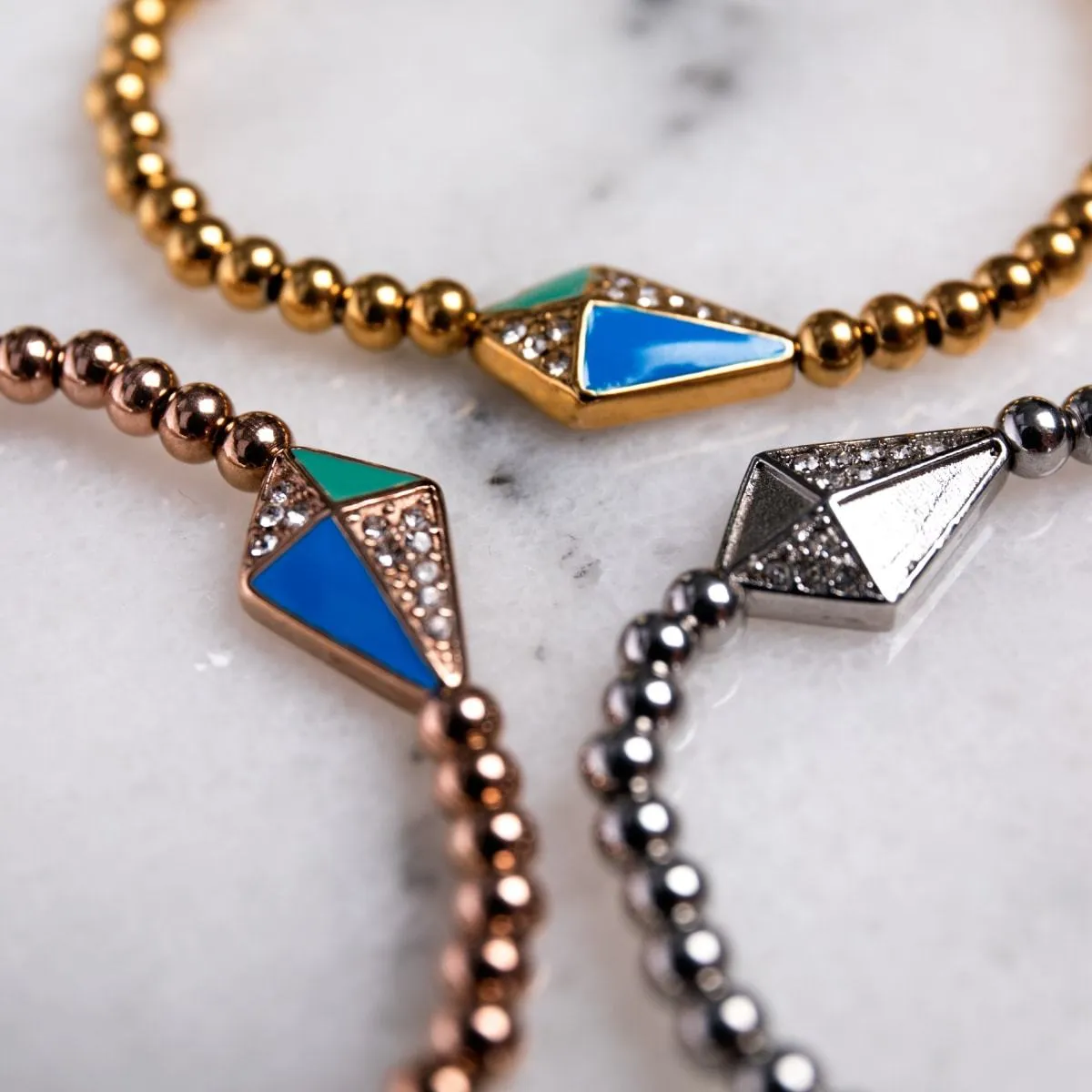 Kite | 18k Rose Gold | Enamel | Crystal Charm Bracelet