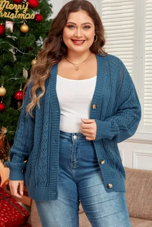 Knit Drop Shoulder Plus Size Cardigan