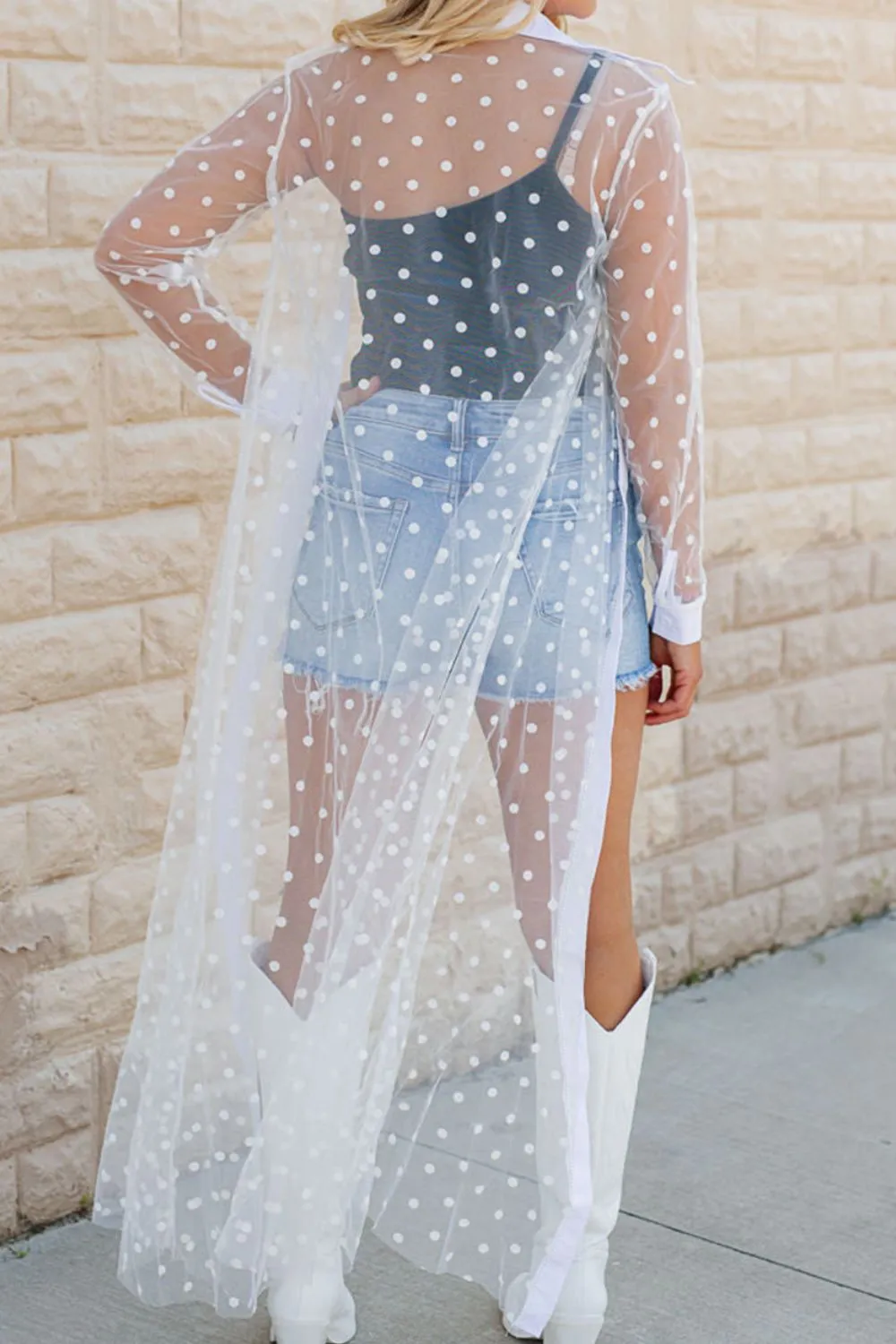 Koryn Polka Dot Long Sleeve Cover Up