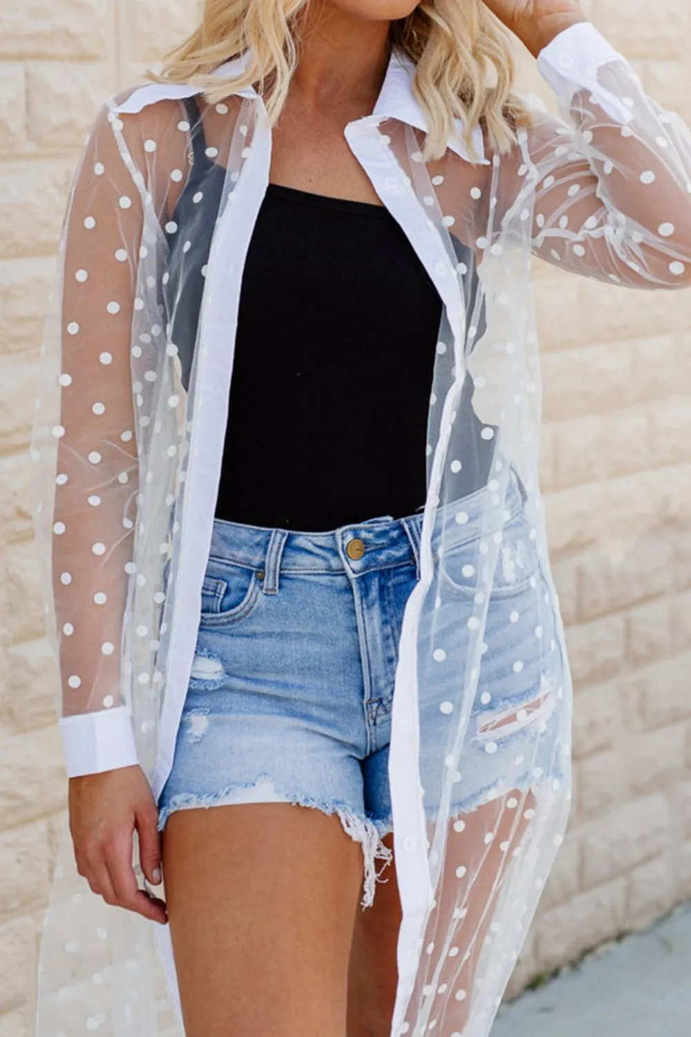 Koryn Polka Dot Long Sleeve Cover Up