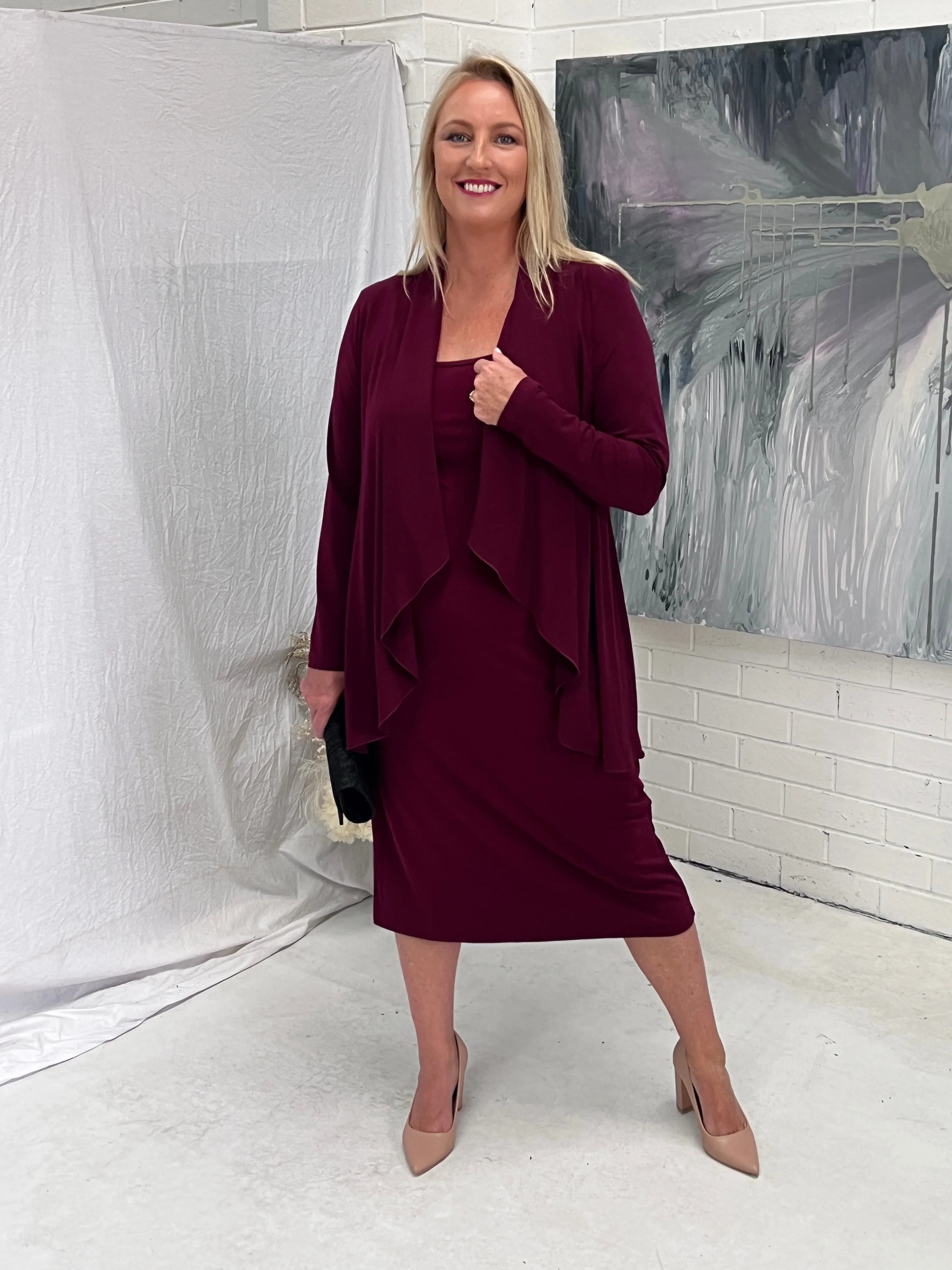 Kulani Burgundy Jersey Cardigan