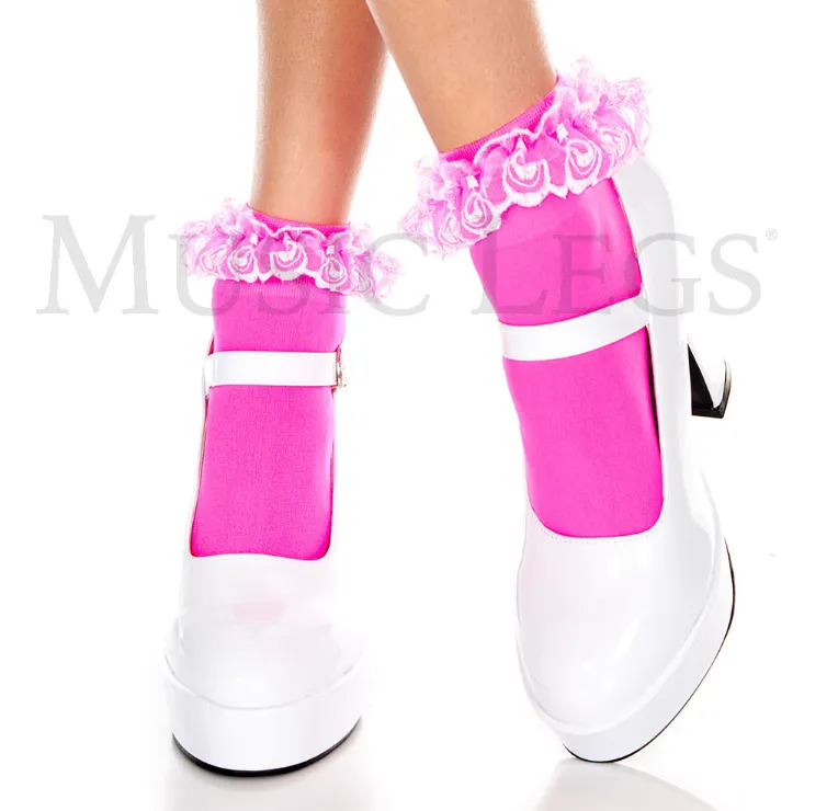 Lace Ruffle Opaque Ankle 527