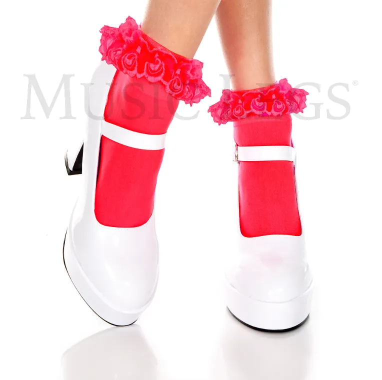 Lace Ruffle Opaque Ankle 527