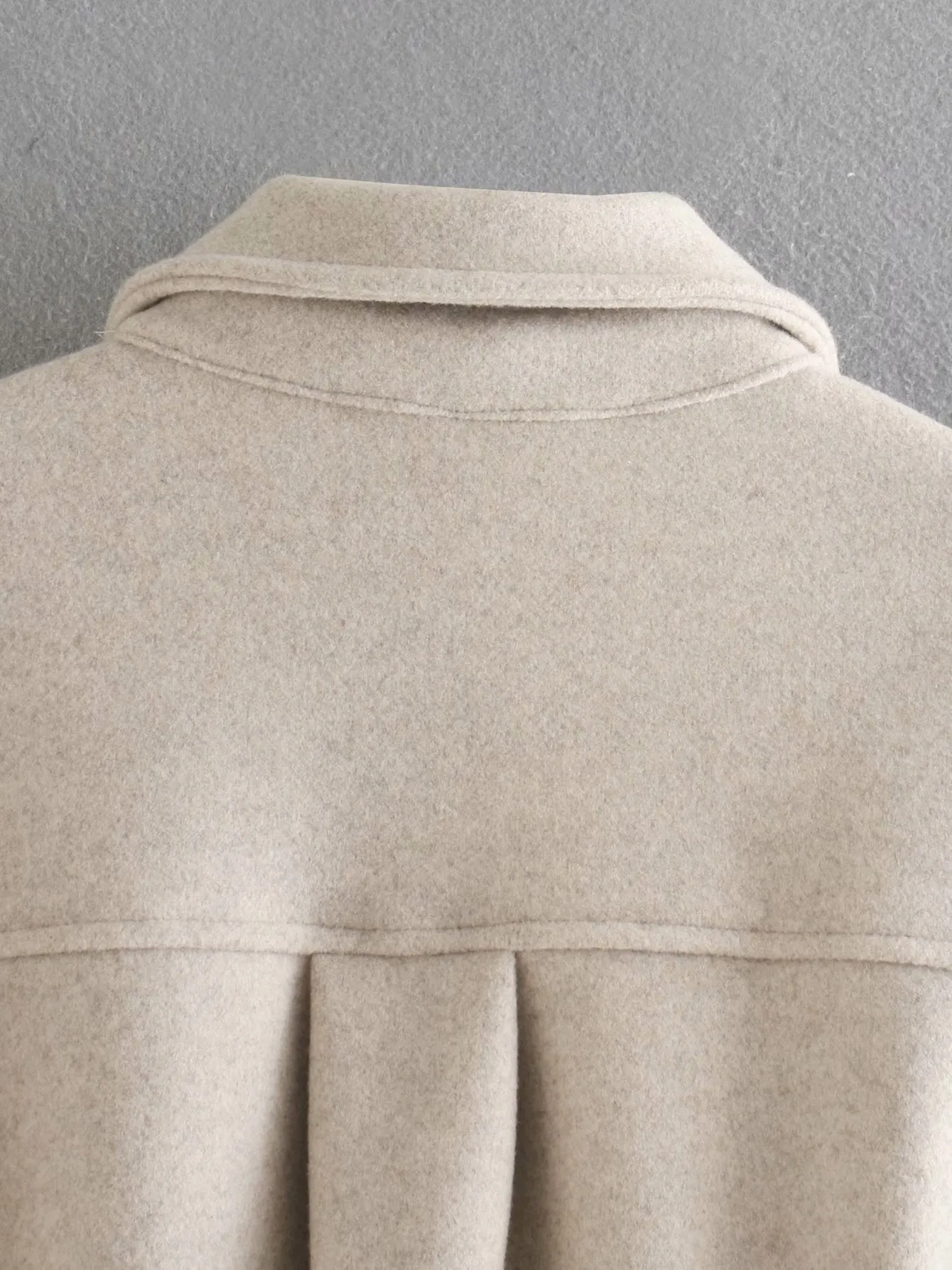 Lace-up Pile Collar Single-breasted Pocket Outerwear