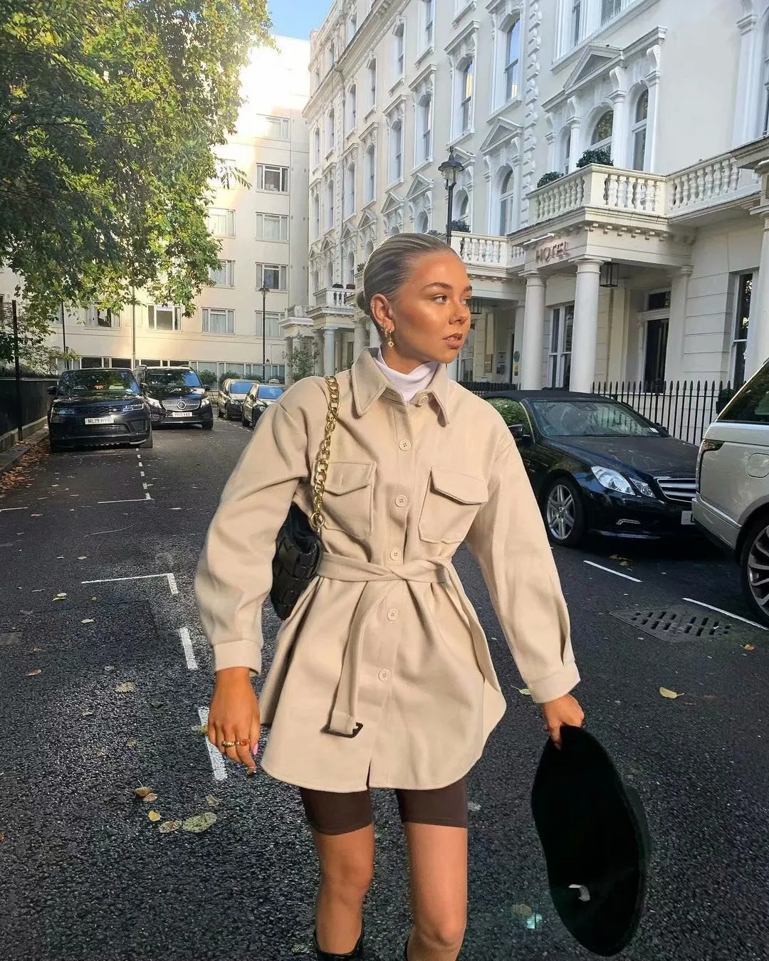 Lace-up Pile Collar Single-breasted Pocket Outerwear