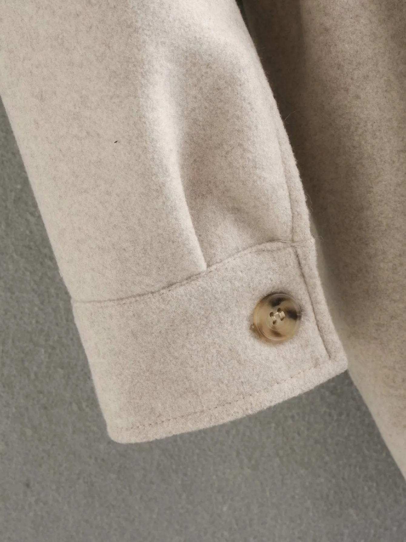 Lace-up Pile Collar Single-breasted Pocket Outerwear