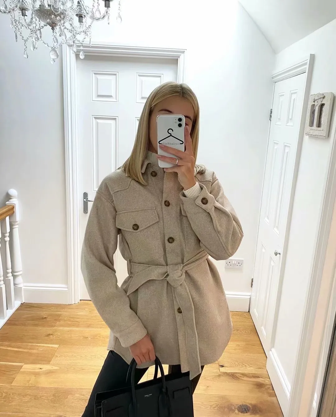 Lace-up Pile Collar Single-breasted Pocket Outerwear