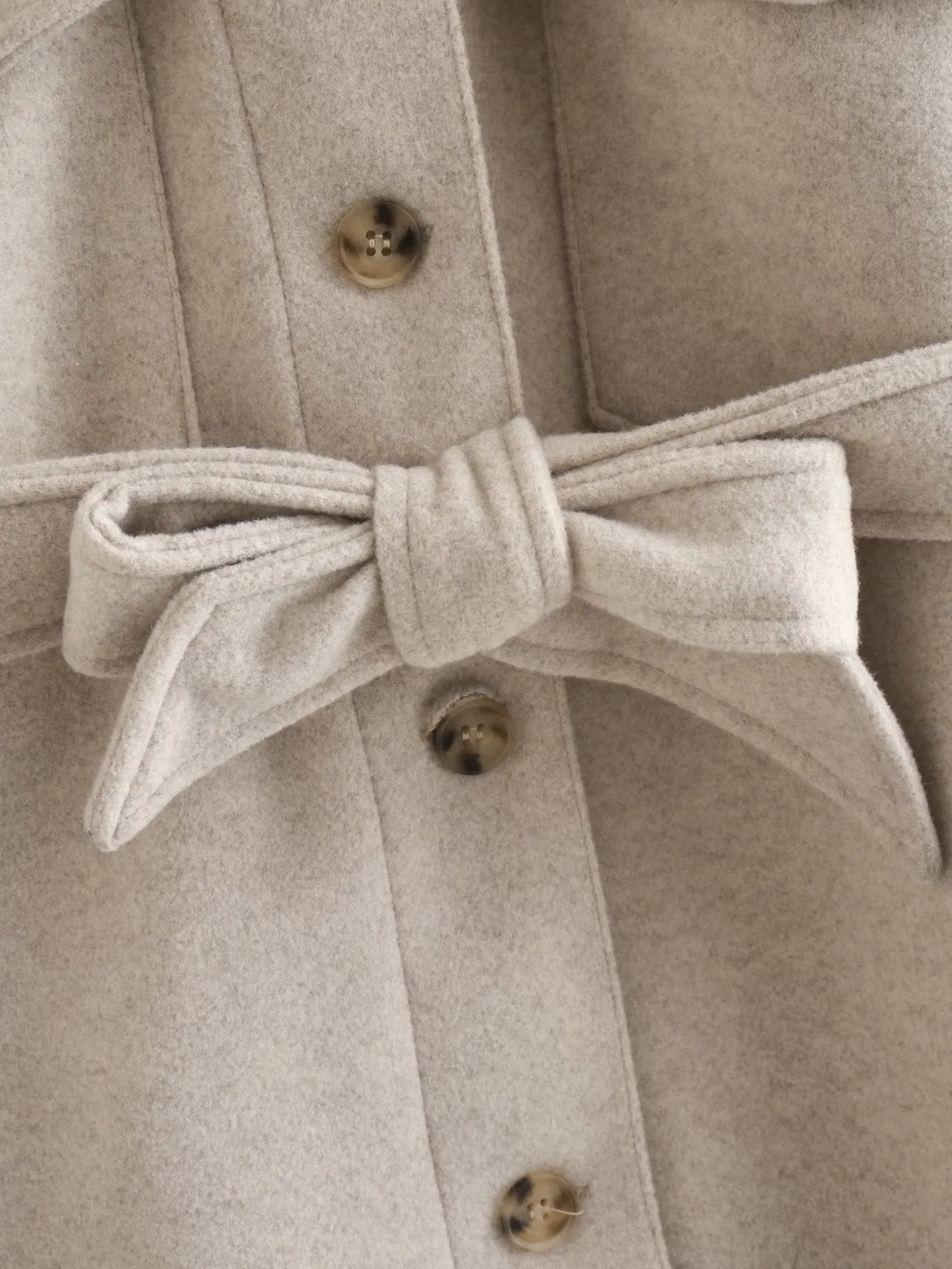 Lace-up Pile Collar Single-breasted Pocket Outerwear