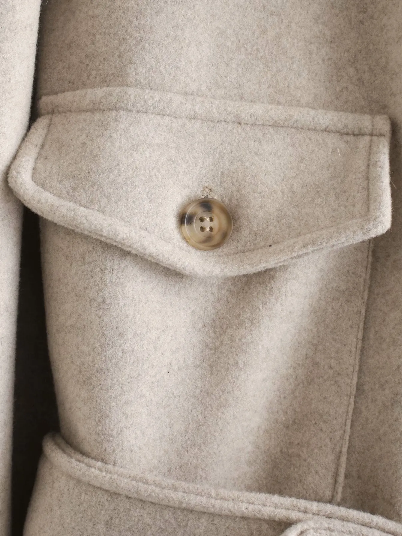 Lace-up Pile Collar Single-breasted Pocket Outerwear
