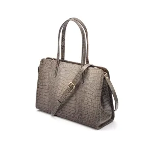 Ladies' Leather 15" Laptop Handbag - Grey Croc-Effect