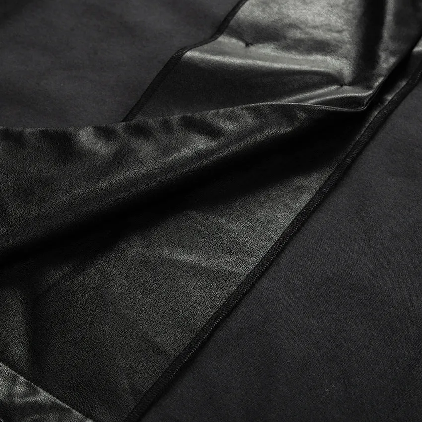 Lapel Double Breasted Leather Blazer Coat