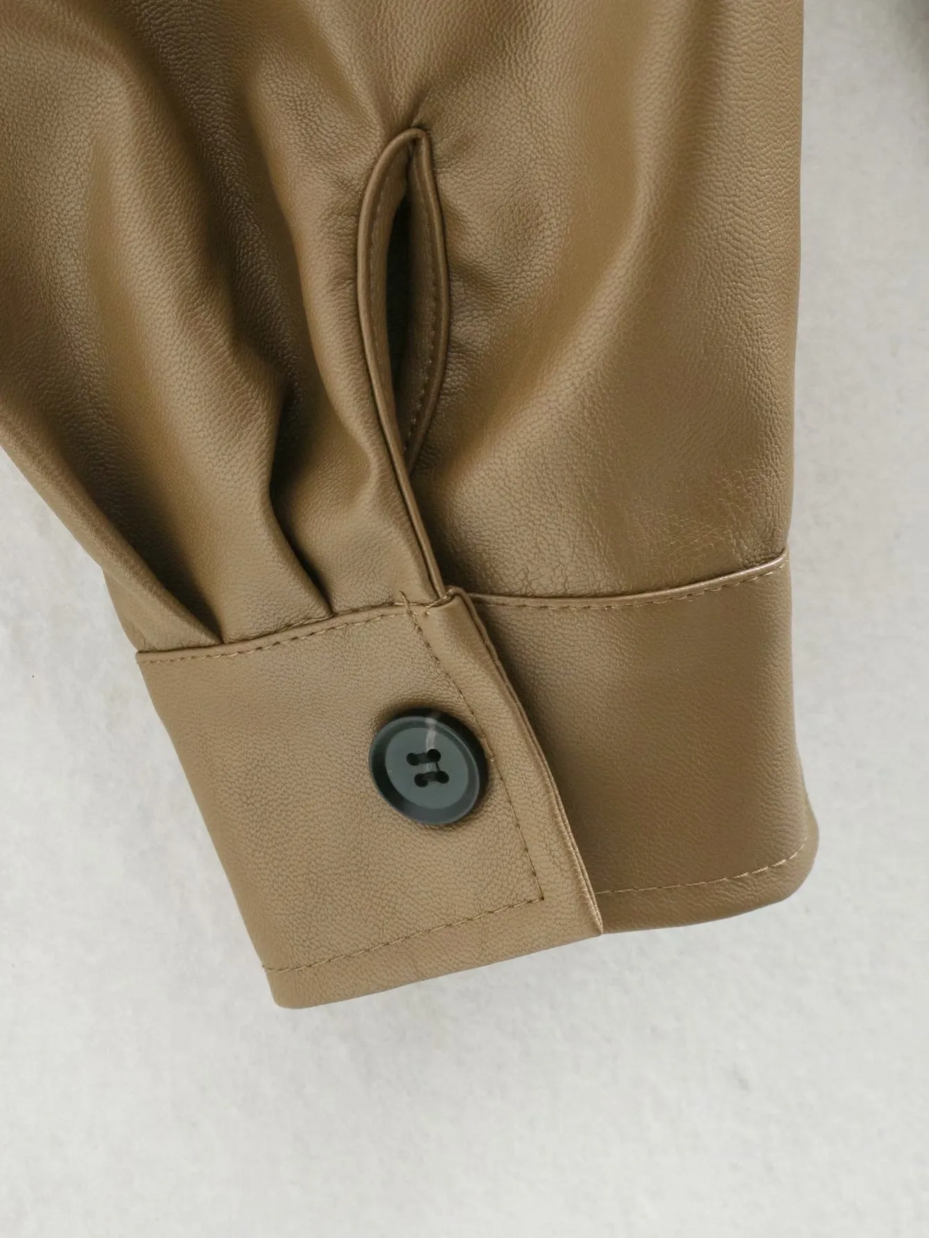 Lapel Single-breasted Lace-up Leather Cardigans Coat Outerwear