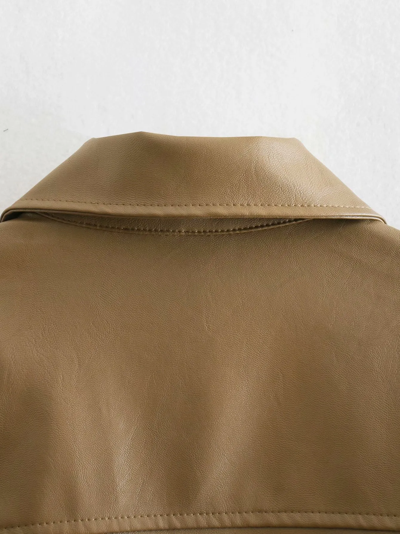 Lapel Single-breasted Lace-up Leather Cardigans Coat Outerwear