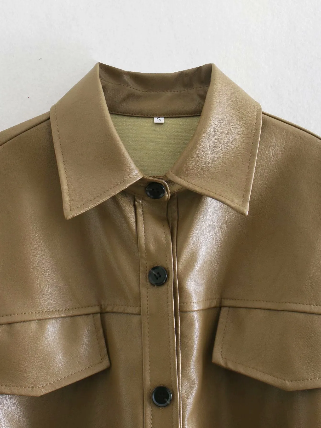 Lapel Single-breasted Lace-up Leather Cardigans Coat Outerwear