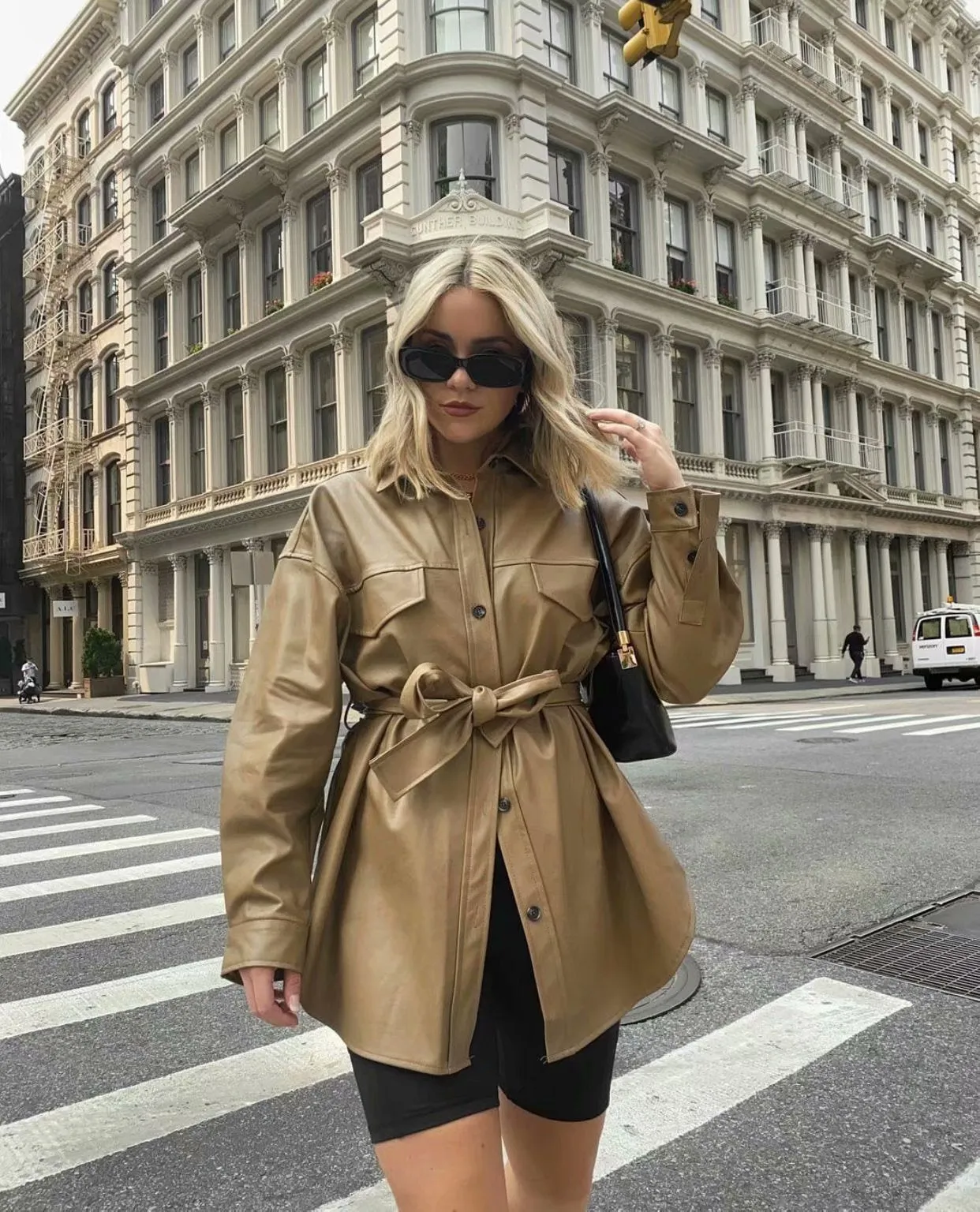 Lapel Single-breasted Lace-up Leather Cardigans Coat Outerwear