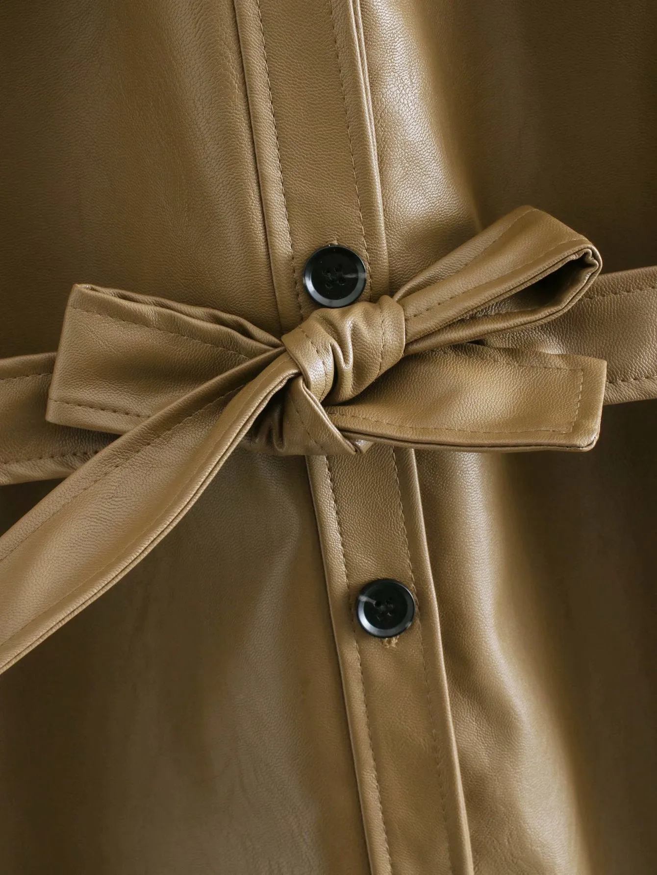 Lapel Single-breasted Lace-up Leather Cardigans Coat Outerwear
