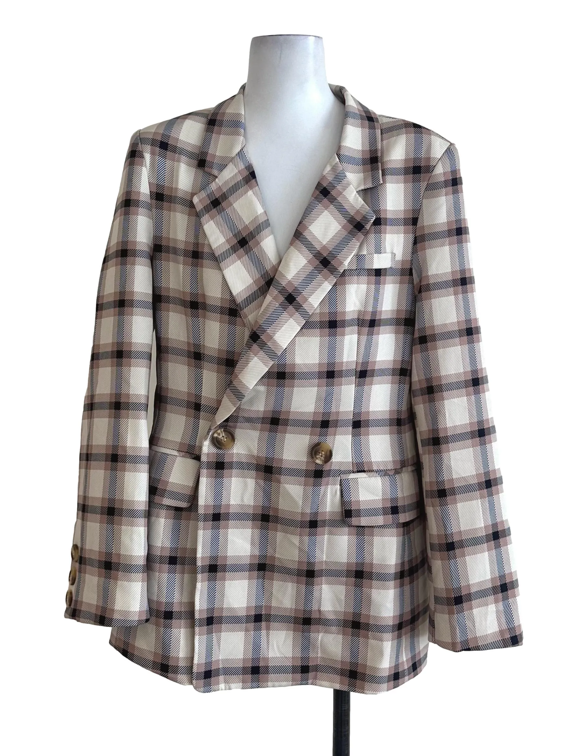 Latte Brown Plaid Blazer