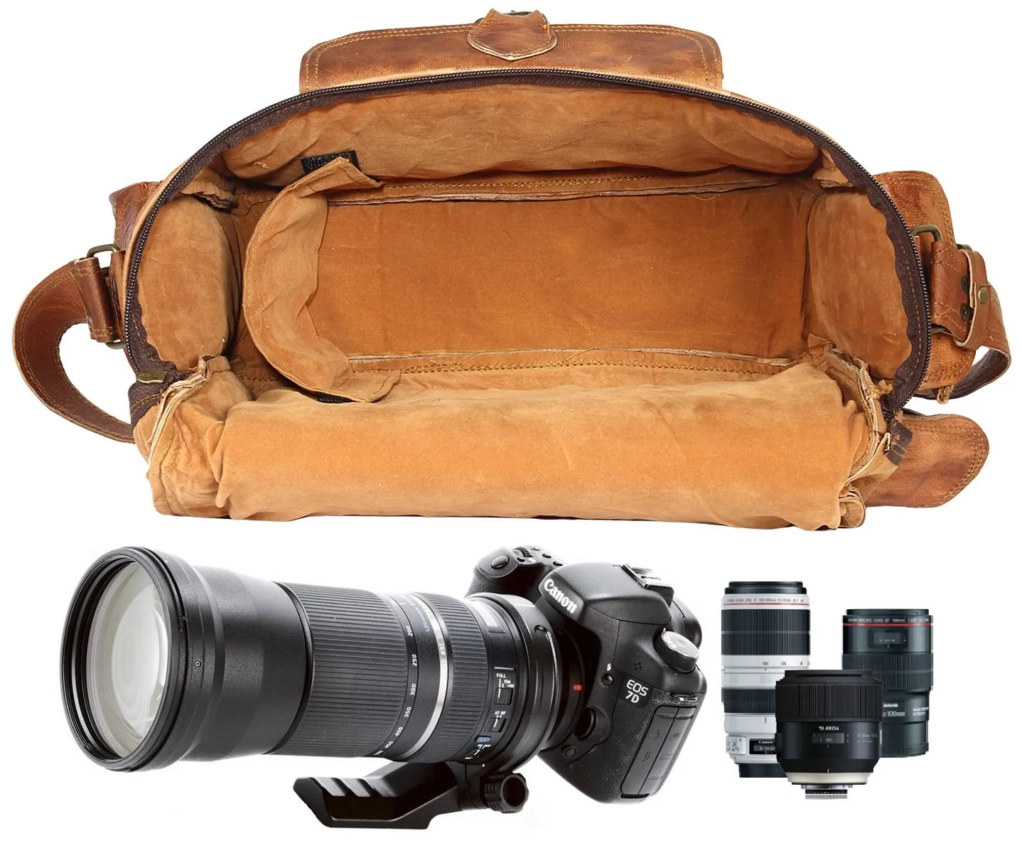 Leather Camera Bag DSLR Lens Case Camera Purse