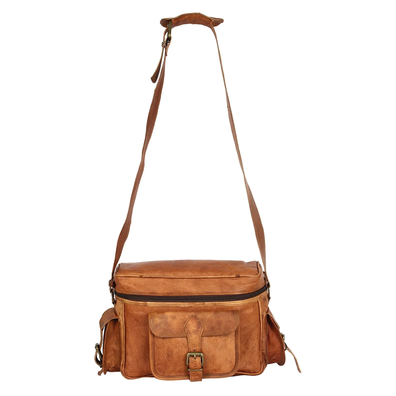 Leather Camera Bag DSLR Lens Case Camera Purse
