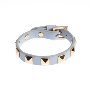 LEATHER STUD BRACELET DUSTY BLUE