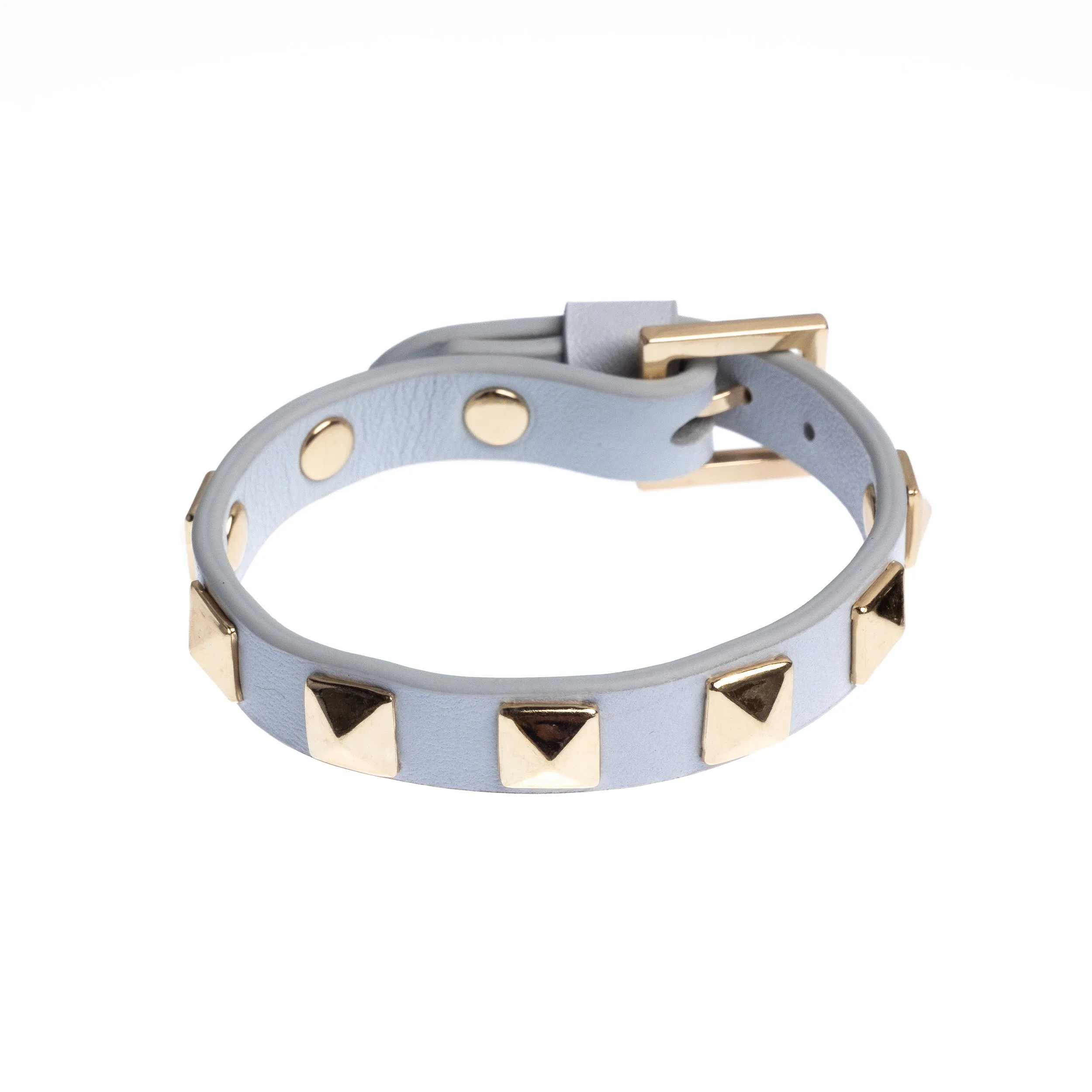 LEATHER STUD BRACELET DUSTY BLUE
