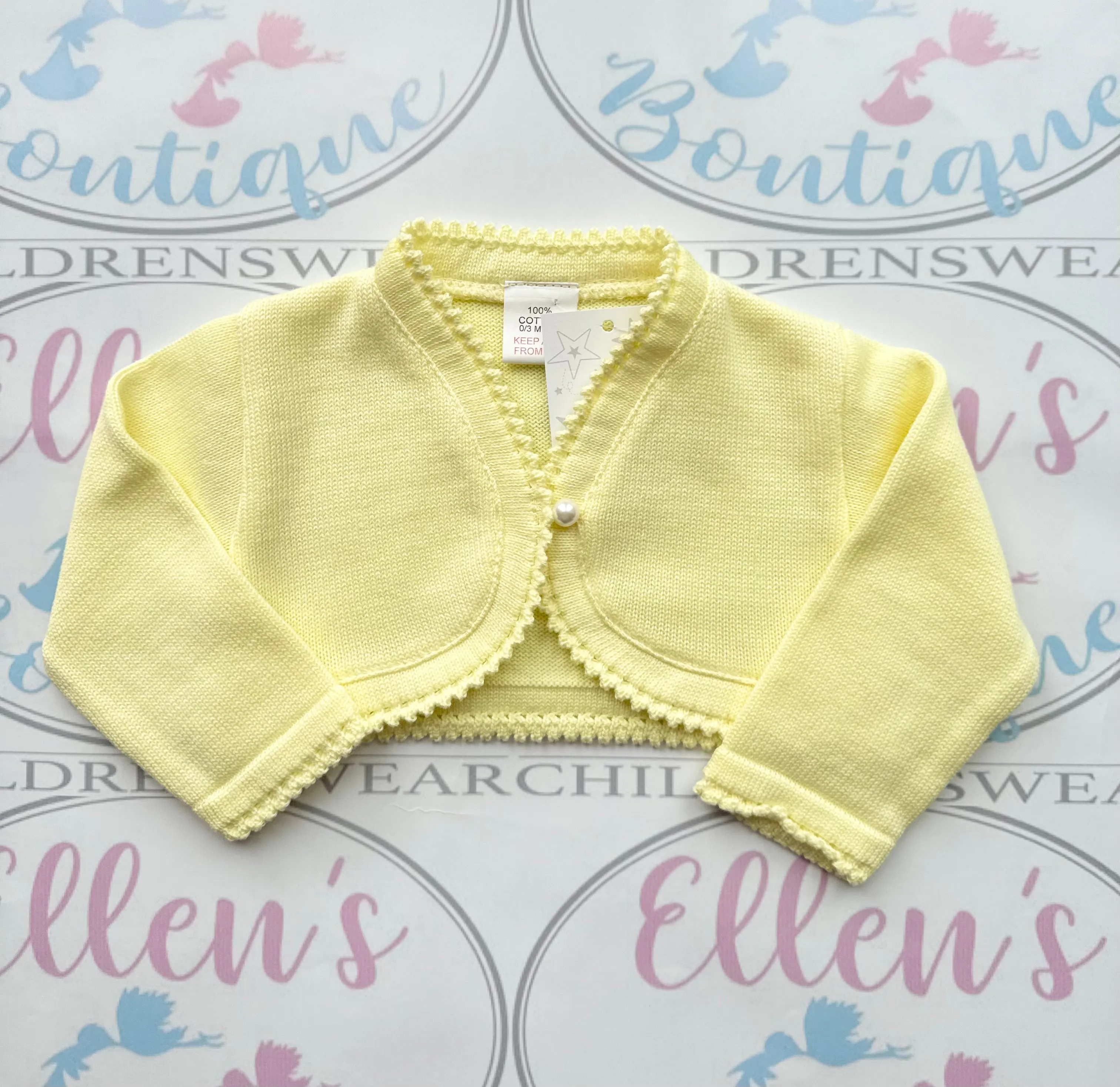 Lemon Pearl Button Bolero Cardigan
