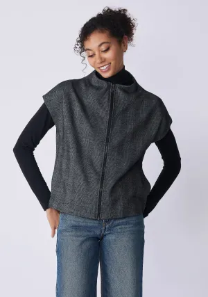 Lena Zip Vest - Black Plaid
