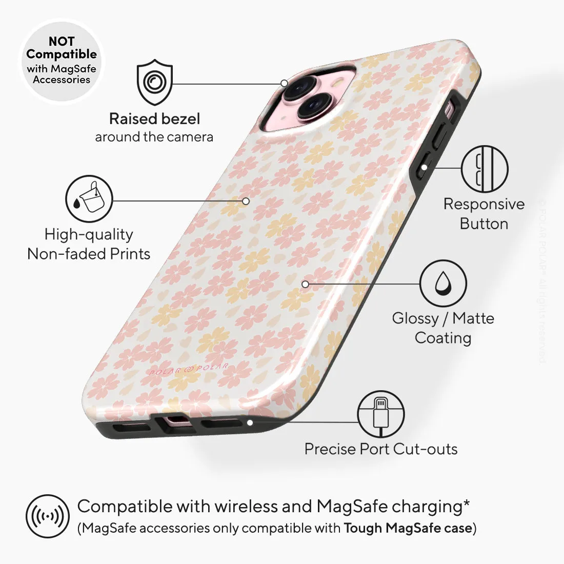 Light Pink Sakura Custom - iPhone 15 Plus Case