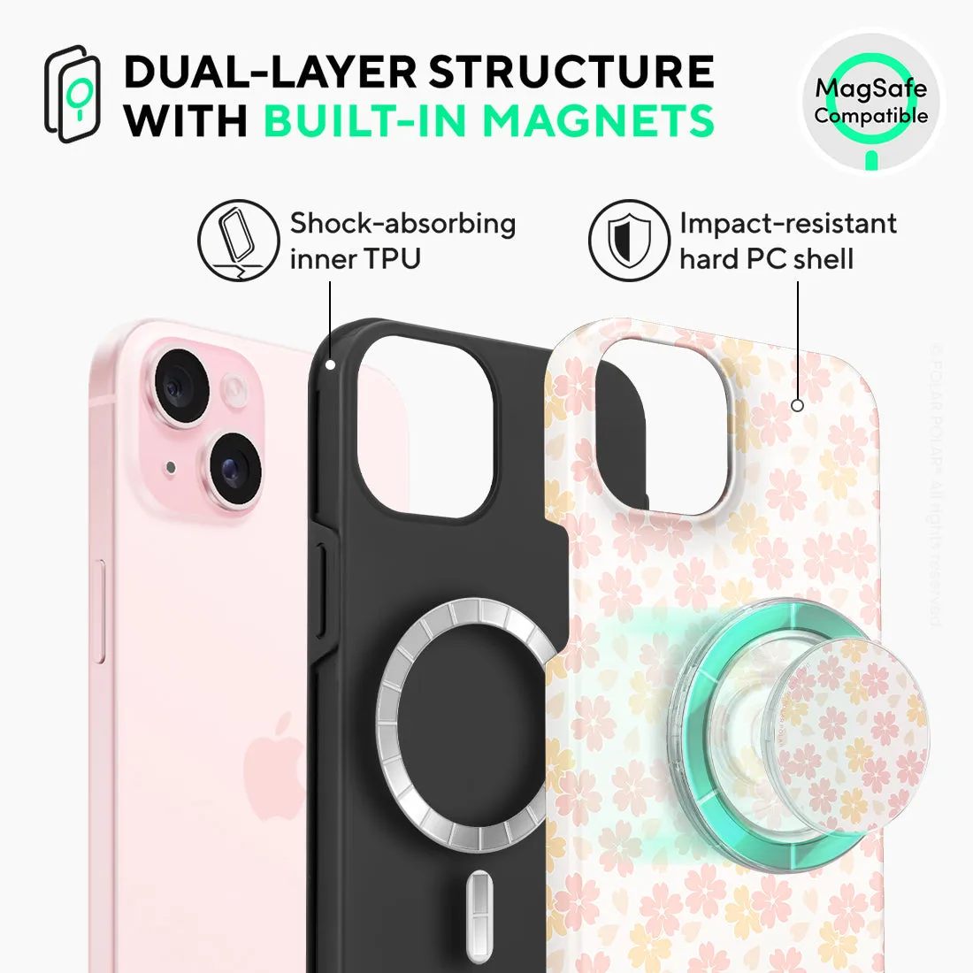 Light Pink Sakura Custom - iPhone 15 Plus Case