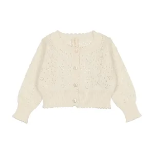 Lilette Heart Open Knit Cardigan - Cream