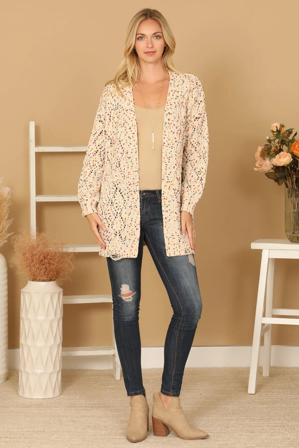 LONG SLEEVE CROCHET CARDIGAN