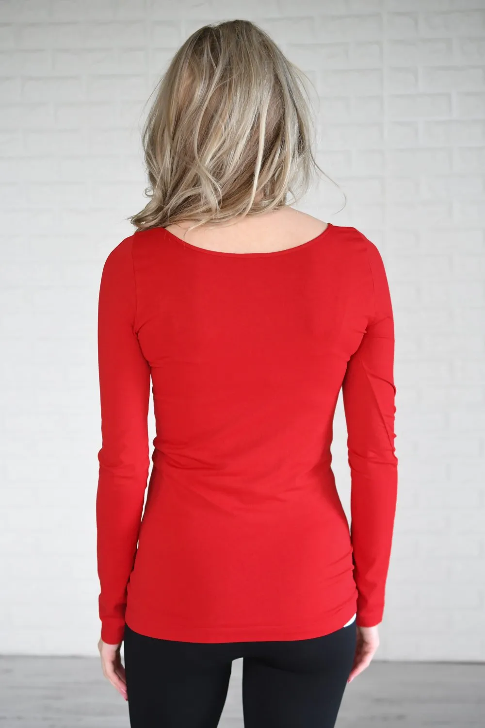 Long Sleeve Seamless Top - Red