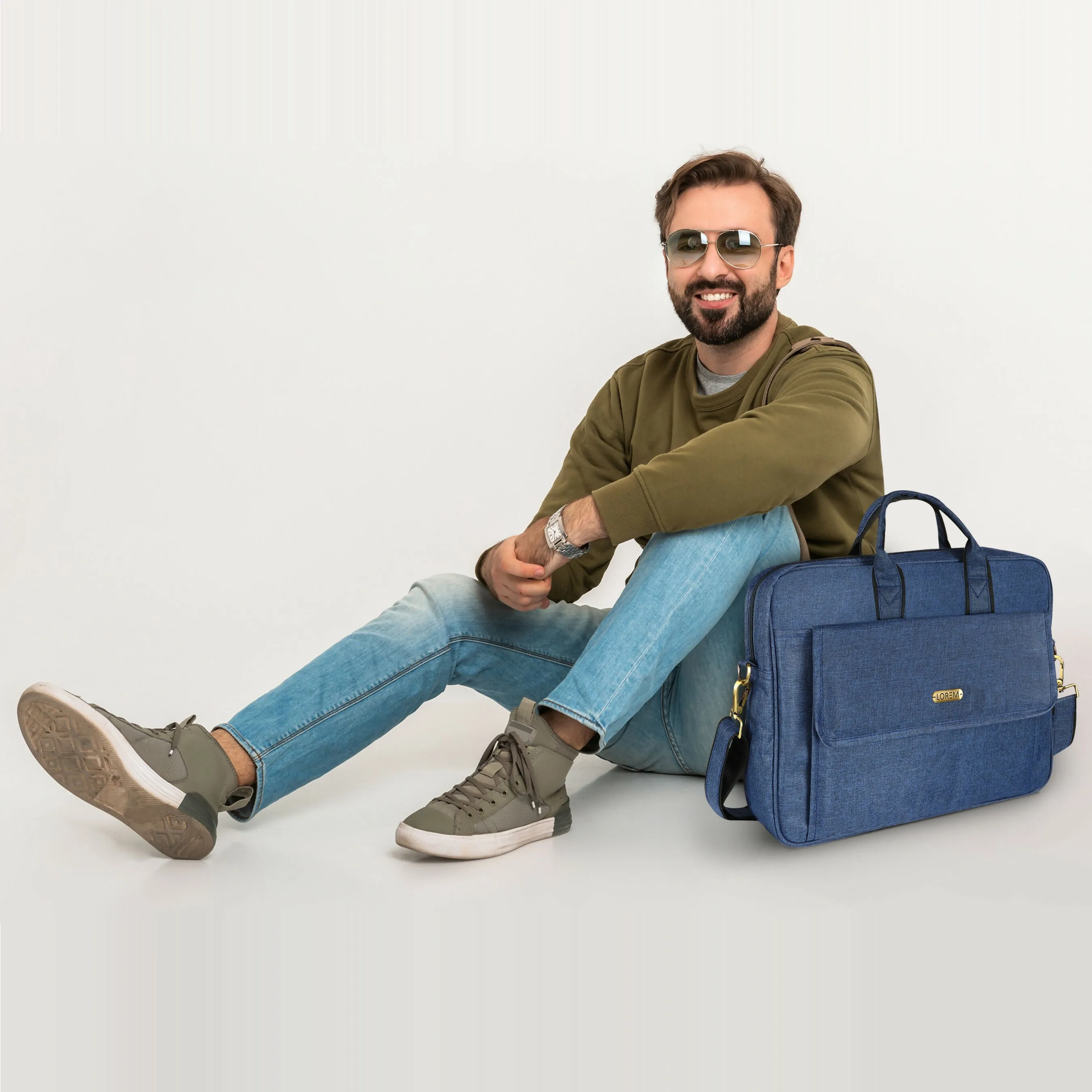 LOREM Faux Leather Messenger Bag for Men – 9.44L Capacity | Fits Up to 15.6” Laptops (Dell, HP, Lenovo, MacBook)