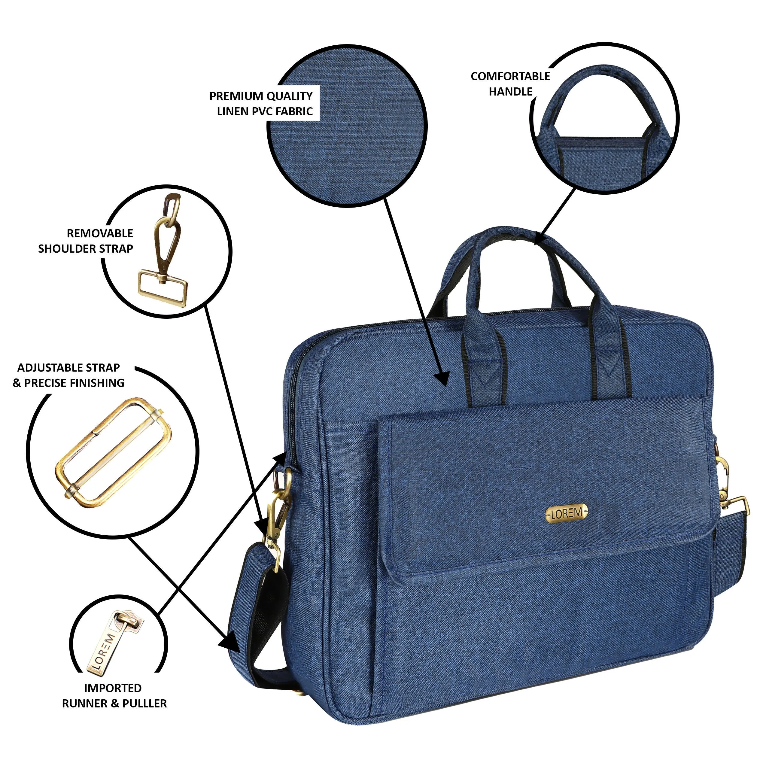 LOREM Faux Leather Messenger Bag for Men – 9.44L Capacity | Fits Up to 15.6” Laptops (Dell, HP, Lenovo, MacBook)