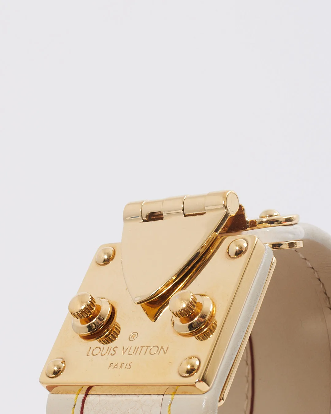 Louis Vuitton Cream Leather Lock It Bracelet